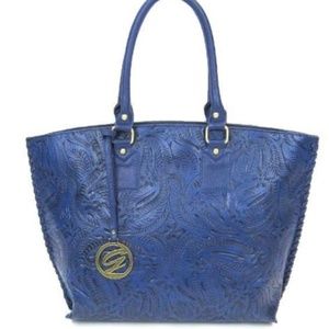 Galian Paisley Tooled Bag Blue HAndbag